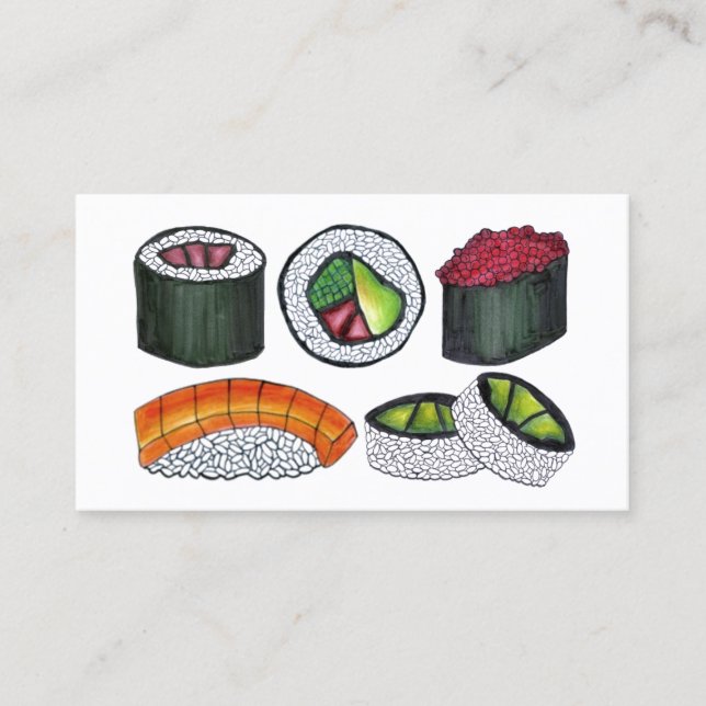 Carte De Visite Sushi Rolls Japon Japonais Restaurant Chef (Devant)