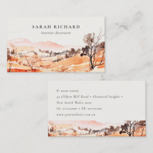Carte De Visite Sutle Blush Orange Aquarelle Bois Montagne 