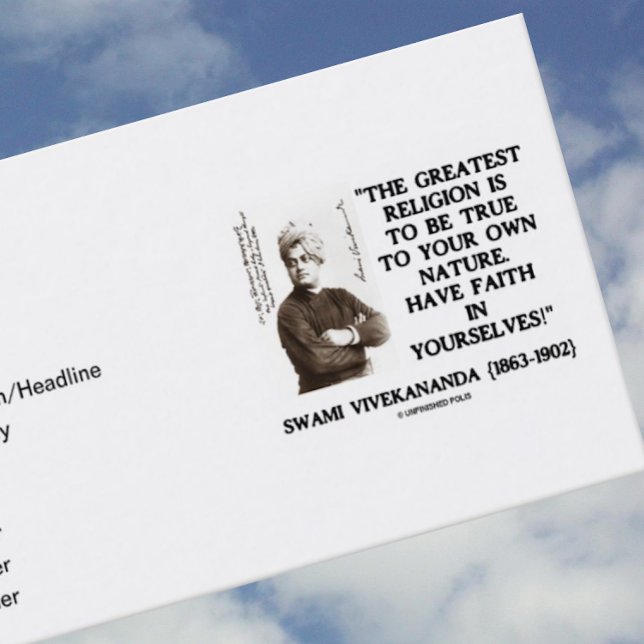 Carte De Visite Swami Vivekananda La Religion La Plus Grande Qui S (Inspirational Swami Vivekananda quote on these biz cards for your next introduction)