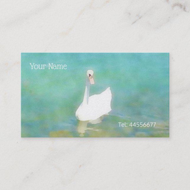 Carte De Visite Swan au lac Balaton - aquarelle (Devant)