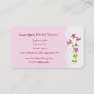 Carte De Visite Sweetpea Florist Shoppe Flower Personnaliser