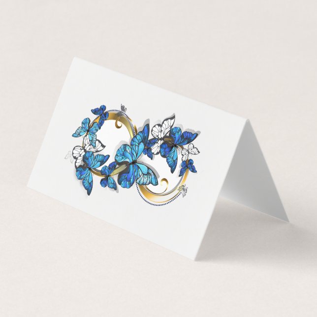 Carte De Visite Symbol Infinity of Blue Morpho Butterflies (Devant)