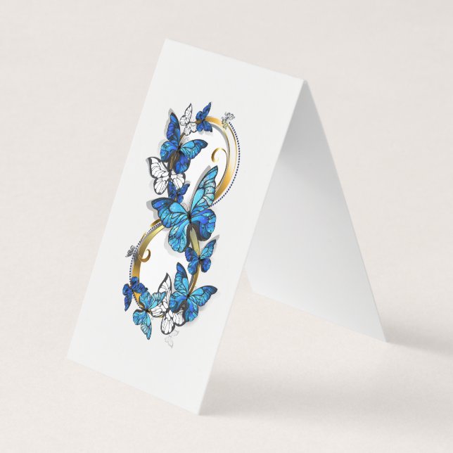 Carte De Visite Symbol Infinity of Blue Morpho Butterflies (Devant)
