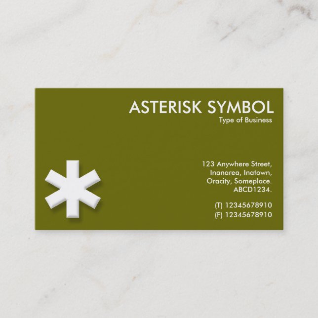 Carte De Visite Symbole Asterisk - Vert/Brown (66600) (Devant)