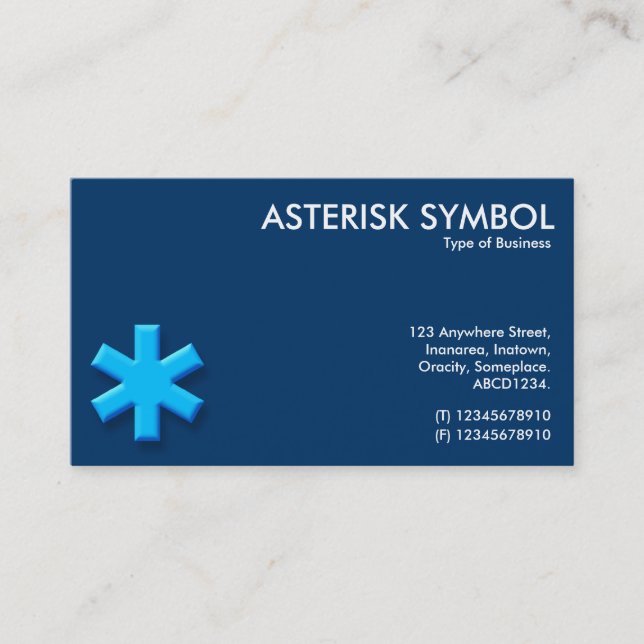 Carte De Visite Symbole bleu d'astérisque - bleu-foncé (003366) (Devant)