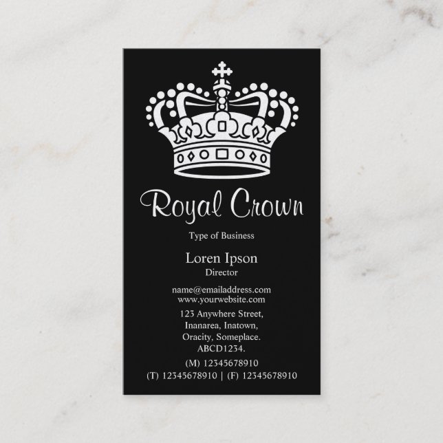 Carte De Visite Symbole couronne 02 - Blanc sur noir (carte Platin (Devant)