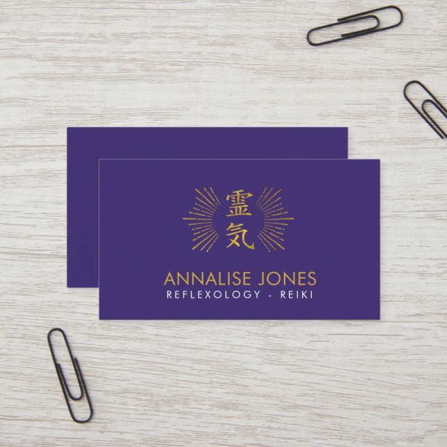 Carte De Visite Symbole curatif de Reiki d'or (Devant/Arrière en situation)