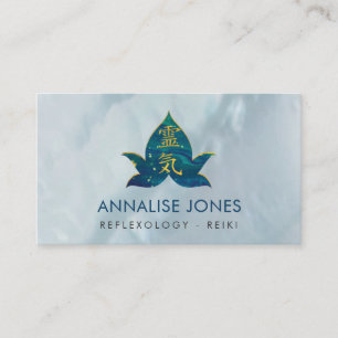 Carte De Visite Symbole curatif de Reiki d'or dans Lotus de marbre