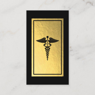 Carte De Visite Symbole de Caduceus Médicale Faux Gold Foil