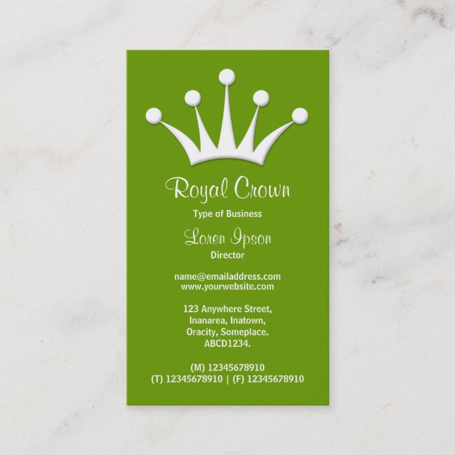 Carte De Visite Symbole de couronne - vert 669900 (Devant)