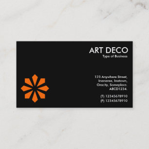 Carte De Visite Symbole de Fleur Art déco orange - Noir