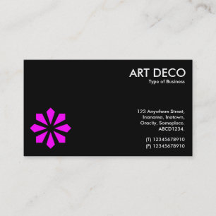 Carte De Visite Symbole de Fleur Magenta Art Déco - Noir
