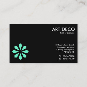 Carte De Visite Symbole de Fleur Turquoise Art Déco - Noir