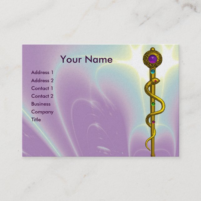 Carte De Visite SYMBOLE DE GUÉRISON D'OR ASCLEPIUS Médicale ROD Pu (Devant)