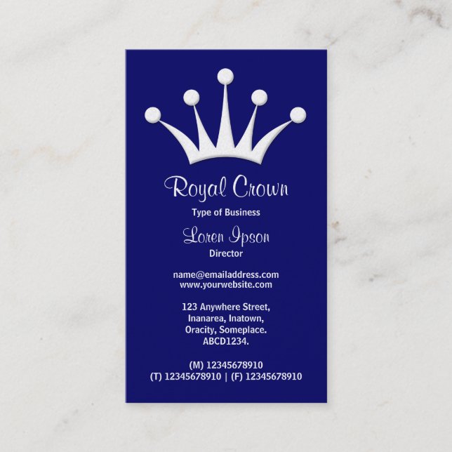 Carte De Visite Symbole de la Couronne - Bleu foncé 000066 (Or) (Devant)