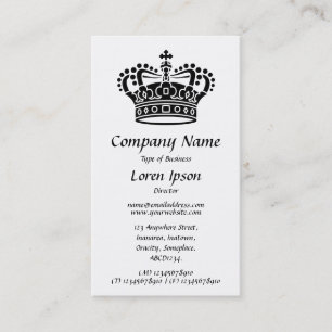 Carte De Visite Symbole de la couronne - Noir sur Blanc