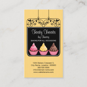 Carte De Visite Symbole de la vitrine de la boulangerie Cupcake
