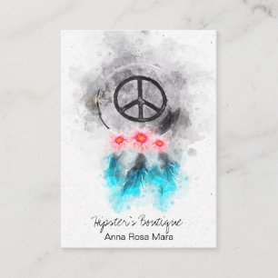 Carte De Visite *~* Symbole de paix tribal Feathers Boho Grunge