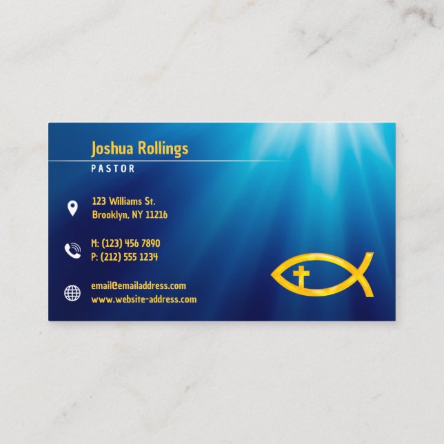 Carte De Visite Symbole de poisson chrétien | Inspirationnel (Dos)