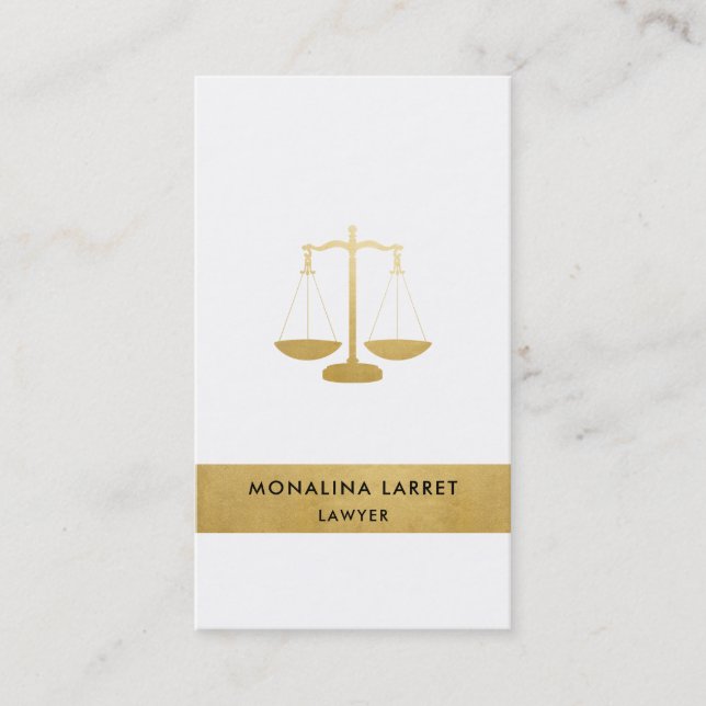 Carte De Visite SYMBOLE D'ÉCHELLE D'Avocat De Faux Gold Foil  (Devant)