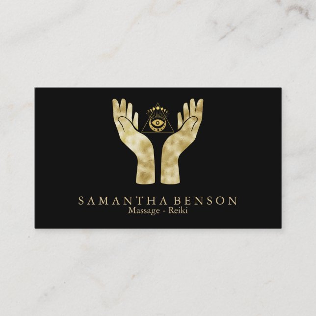 Carte De Visite Symbole des mains de guérison Chakra Reiki Pratici (Devant)