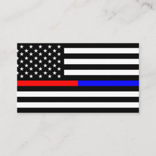 Carte De Visite symbole des pompiers de la police à ligne mince b