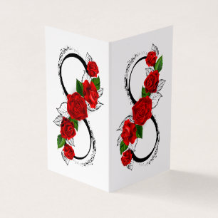 Carte De Visite Symbole d'infini avec les roses rouges