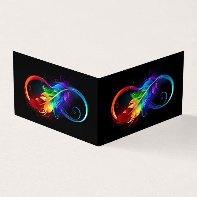 Carte De Visite Symbole d'infini avec plume arc-en-ciel (Extérieur)