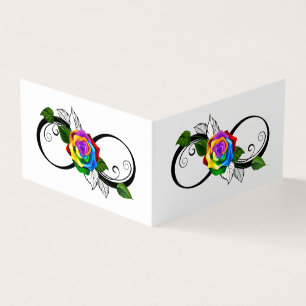 Carte De Visite Symbole d'infini avec Rose arc-en-ciel