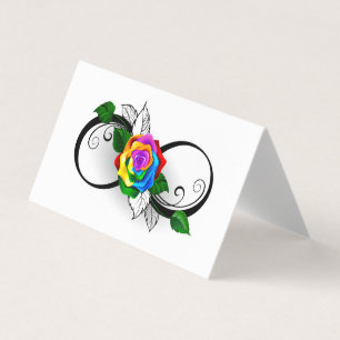 Carte De Visite Symbole d'infini avec Rose arc-en-ciel