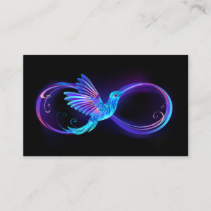 Carte De Visite Symbole d'infini néon avec colibri brillant