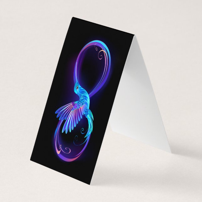 Carte De Visite Symbole d'infini néon avec colibri brillant (Dos)