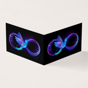 Carte De Visite Symbole d'infini néon avec colibri brillant