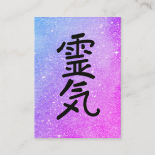 Carte De Visite ** Symbole du maître praticien de Reiki bleu + ros