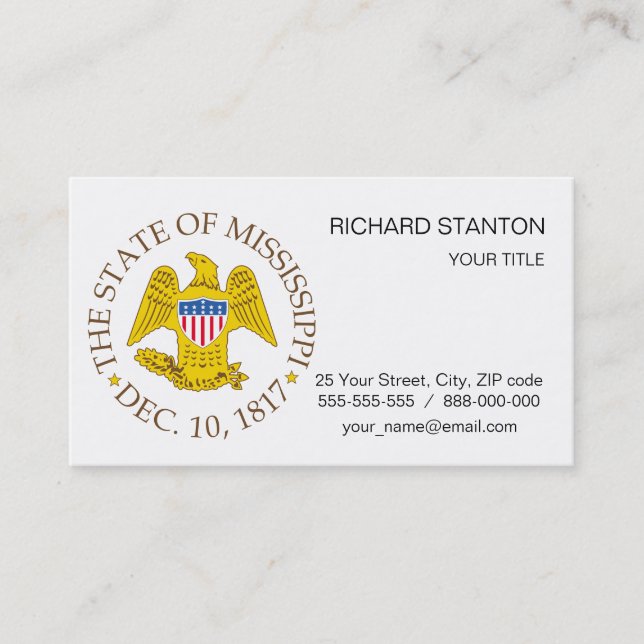 Carte De Visite Symbole du Mississippi (Devant)