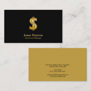 Carte De Visite Symbole en or Dollar   Noir
