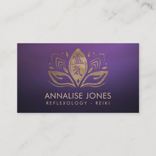 Carte De Visite Symbole et mains curatifs de Reiki dans Lotus (Devant)