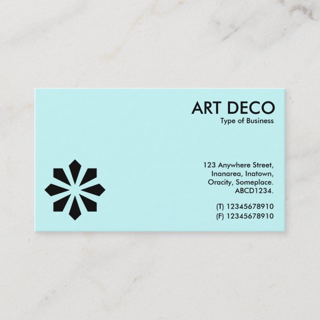 Carte De Visite Symbole Fleur Art Déco - Bleu clair (Devant)