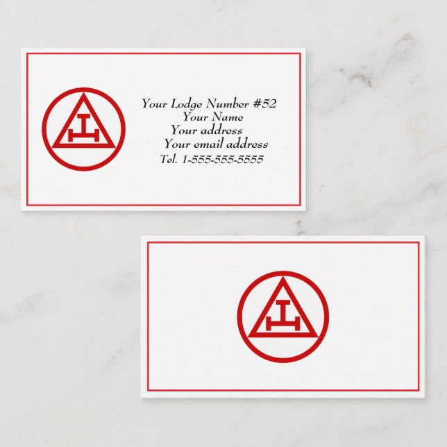 Carte De Visite Symbole maçonnerie franc-maçonnerie de l'arc royal (Devant / Derrière)