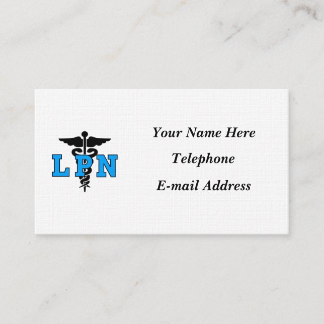 Carte De Visite Symbole Médicale des infirmières LPN (Devant)