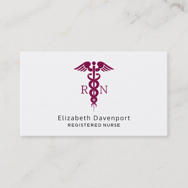 Carte De Visite Symbole Médicale rouge Caduceus Nurse (Devant)