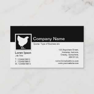 Carte De Visite Symbole moderne - noir et blanc - poulet blanc