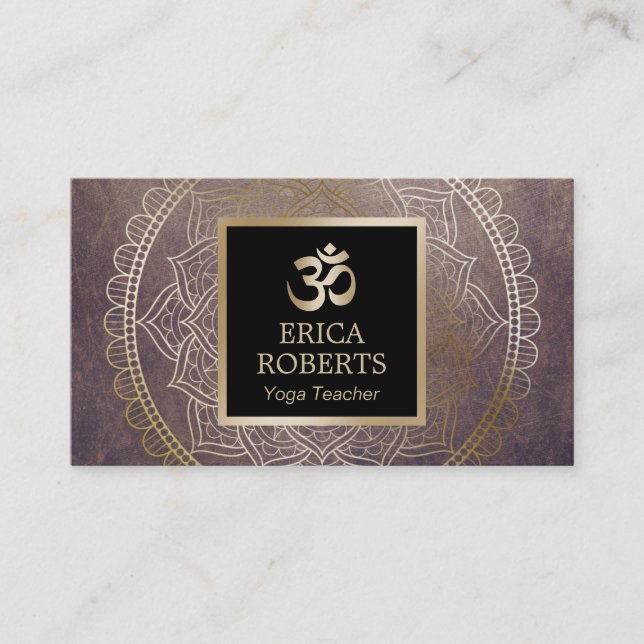 Carte De Visite Symbole Om Gold du professeur de yoga Mandala Vint (Devant)