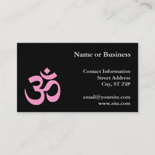 Carte De Visite Symbole Om noir et rose
