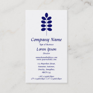 Carte De Visite Symbole plante - Bleu foncé sur blanc