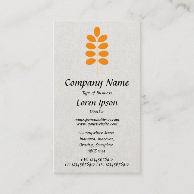 Carte De Visite Symbole plante - Orange sur toile (Devant)