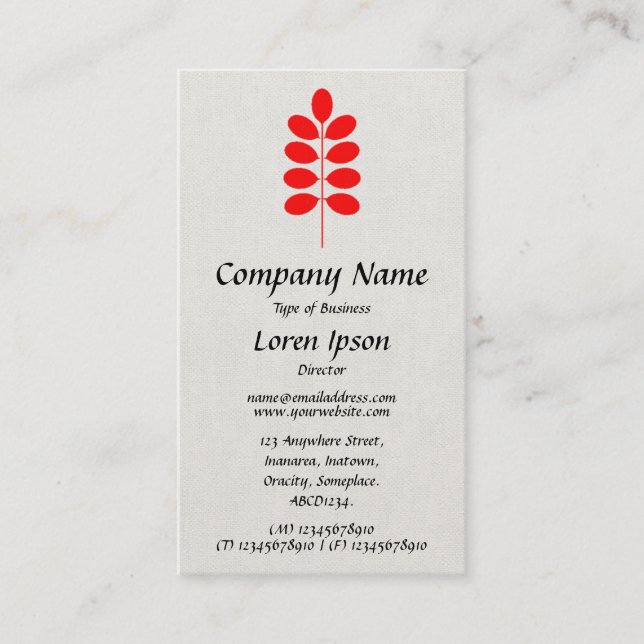 Carte De Visite Symbole plante - Rouge sur toile (Devant)