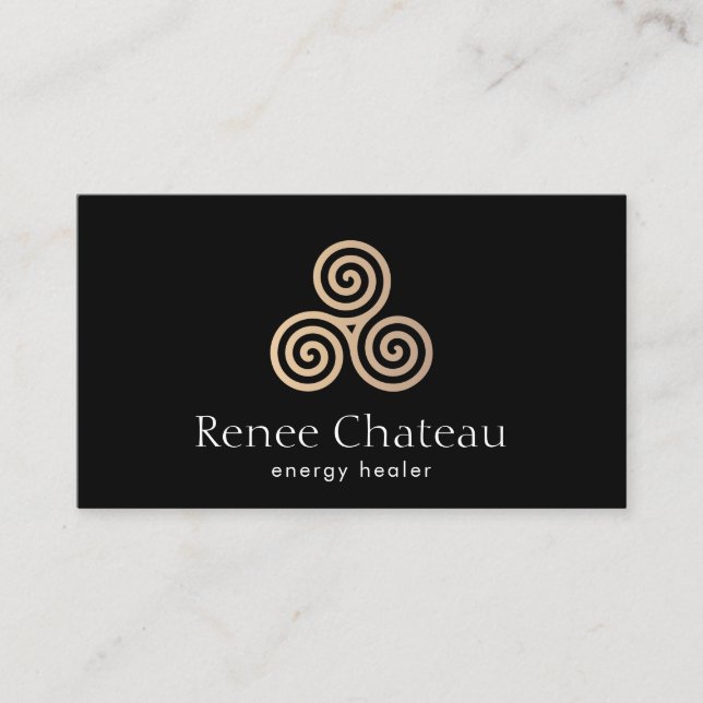 Carte De Visite Symbole triple spirale ou celtique Triskele Noir (Devant)