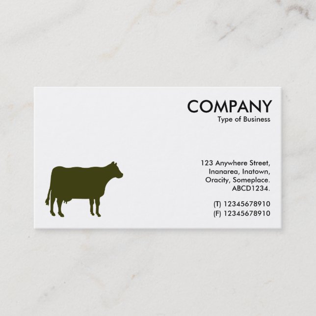 Carte De Visite Symbole vert sombre de vache - blanc (Devant)
