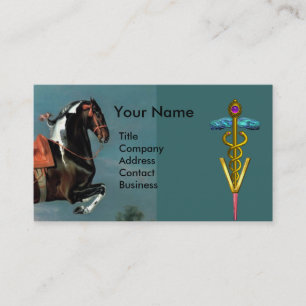 CARTE DE VISITE SYMBOLE VÉTÉRINAIRE CADUCÉ ET OR